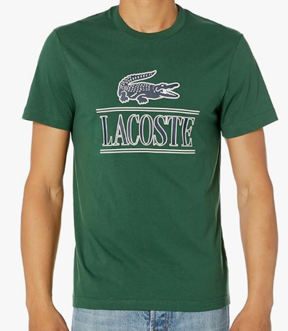 Lacoste Men's Short Sleeve Crew Neck Croc Graphic T-Shirt Vert M